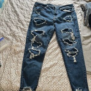 American Eagle Blue Skinny Distressed Jeans